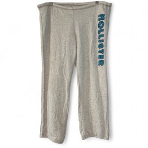 Hollister Y2K Vintage Cream Blue Sweatpants Lounge Pant Logo Beach Surfer Medium